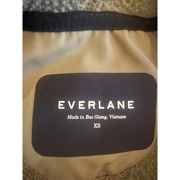 Women XS Everlane ReNew Deep Pile Fleece Green Zip Pullover Hood Jacket Coat - Picture 3 of 5